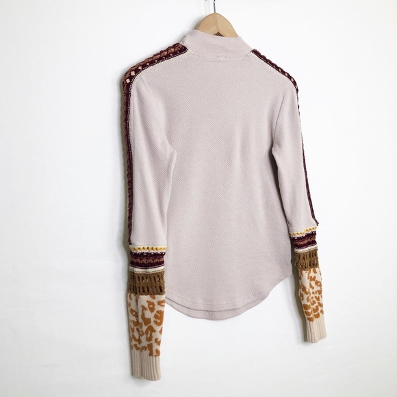 Free People large switch it up thermal tan embellished crochet cup top - Picture 8 of 11